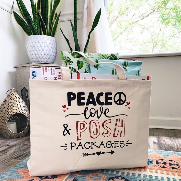 Peace Love & Posh Packages Large Canvas Tote Bag - Picture 2 of 6